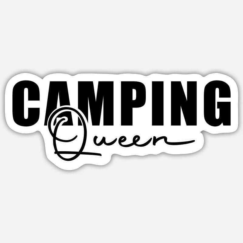 camping queen - Sticker Größe S (10 x 10 cm) - Mattweiß