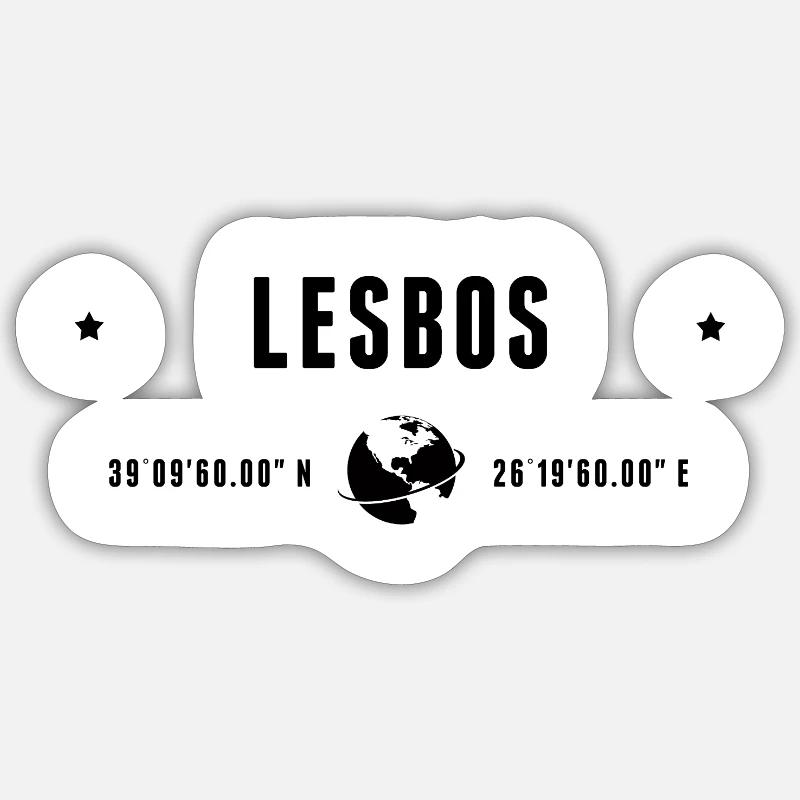 Lesbos Stylized Geographical Coordinates Sticker size S (10 x 10 cm)