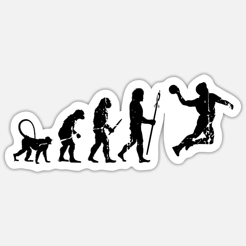 Drôle de handballeur Evolution - Sticker taille S (10 x 10 cm) - blanc mat