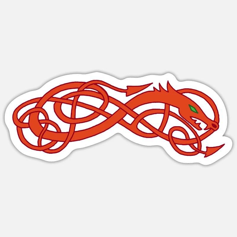 Red Celtic Snake - Sticker size S (10 x 10 cm) - white matte