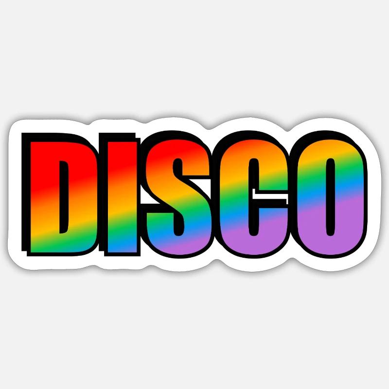 DISCO Gay Regenbogen Pride - Sticker Größe S (10 x 10 cm) - Mattweiß