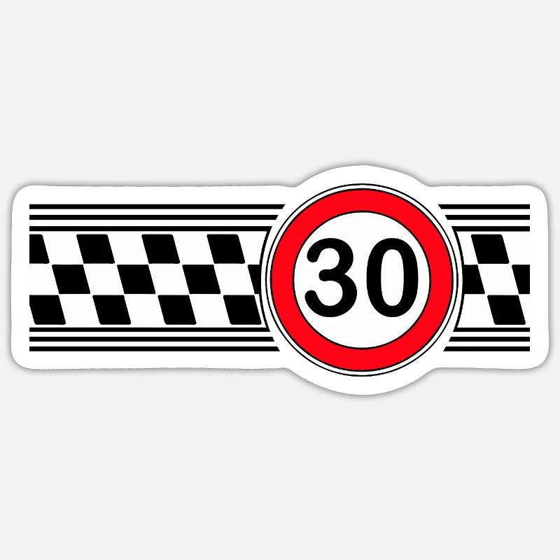 30e anniversaire du drapeau de course Sticker taille S (10 x 10 cm)