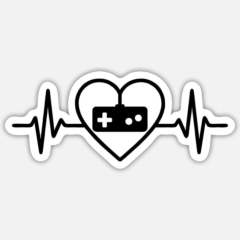 Herz Retro Videospiele Controller - Sticker Größe S (10 x 10 cm) - Mattweiß