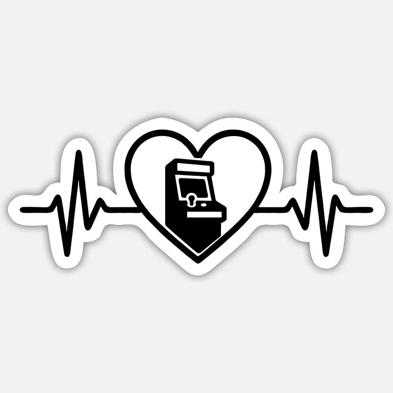 Coeur Arcade Machine à sous Retro Sticker taille S (10 x 10 cm)