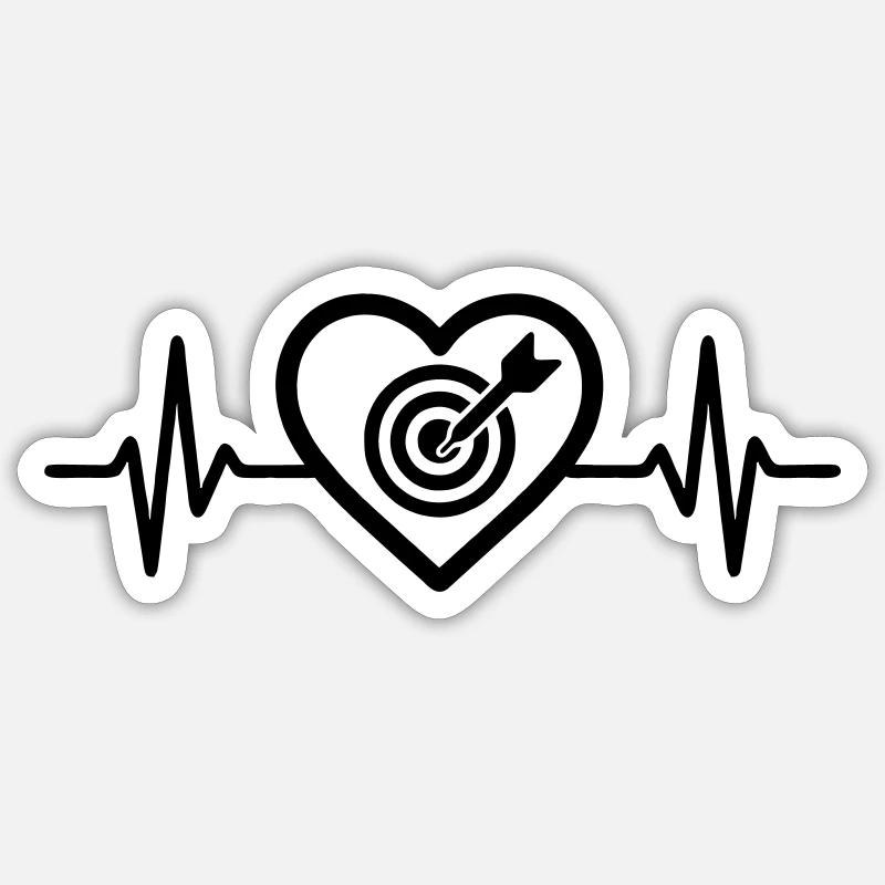 Cible de fléchettes en forme de cœur Sticker taille S (10 x 10 cm)