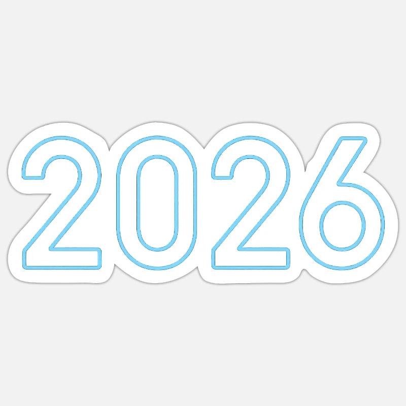 Année abstraite Impression 2026 - Sticker taille S (10 x 10 cm) - blanc mat