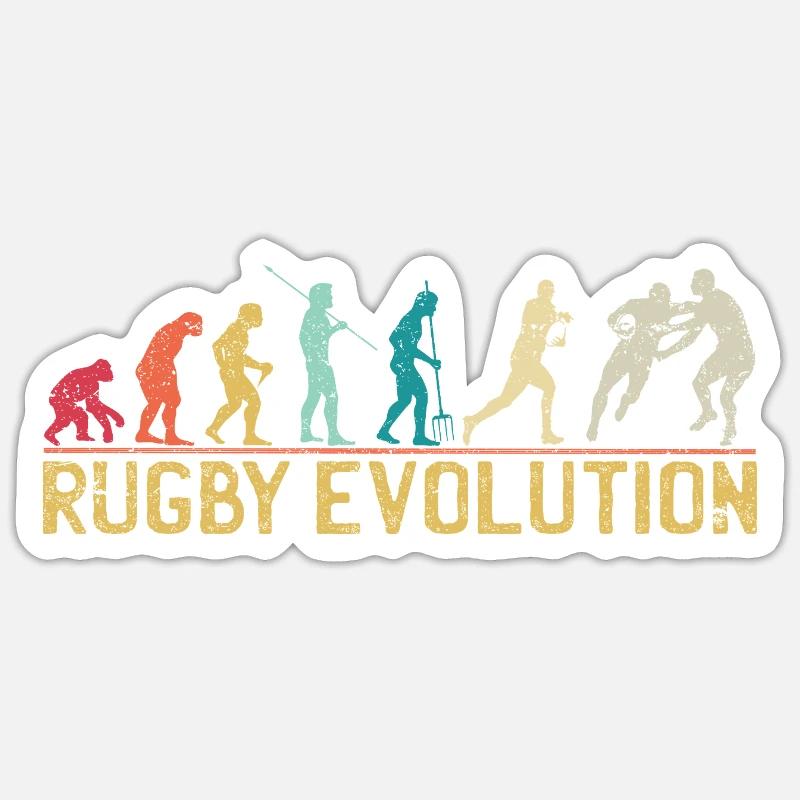 Rugby Evolution Silhouette Design - Sticker taille S (10 x 10 cm) - blanc mat
