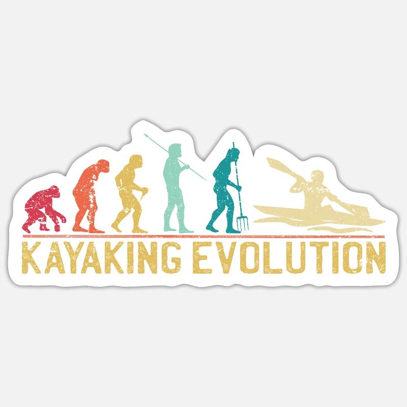 Kayaking Evolution Illustration - Sticker size S (10 x 10 cm) - white matte