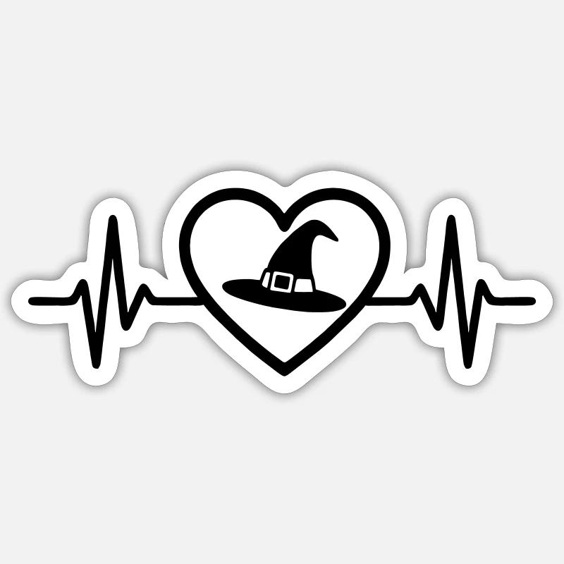 Witch Hat Halloween Heart - Sticker size S (10 x 10 cm) - white matte