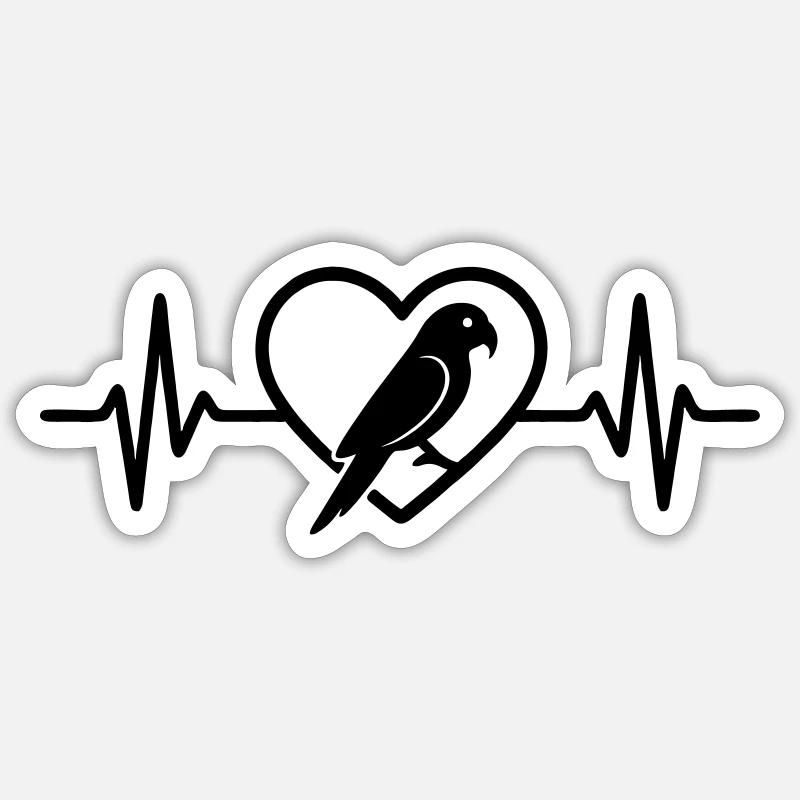 Cœur de perroquet - Sticker taille S (10 x 10 cm) - blanc mat