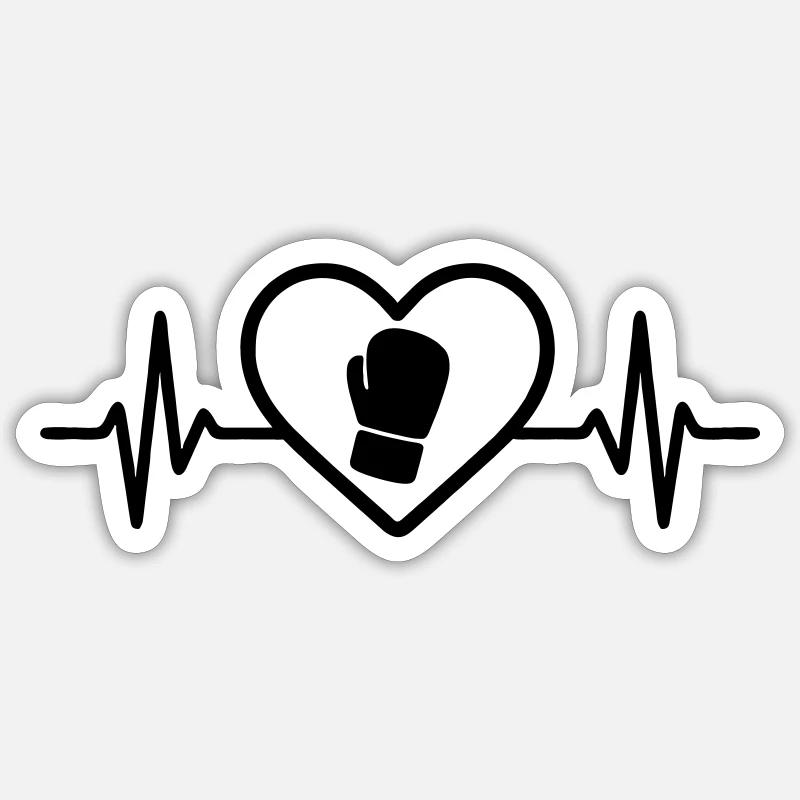 Coeur de boxe - Sticker taille S (10 x 10 cm) - blanc mat