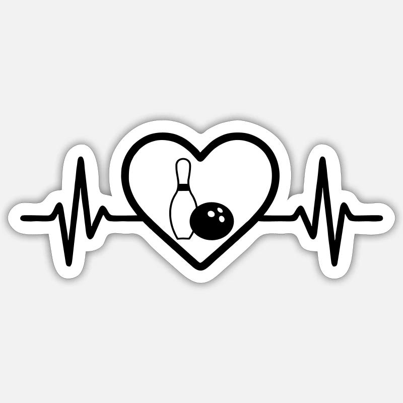 Bowling Herz Freizeit Sticker Größe S (10 x 10 cm)