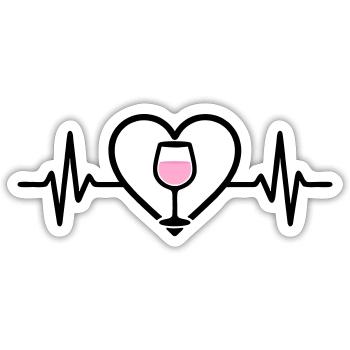 Wein Weinglas Herz Roséwein - Sticker Größe S (10 x 10 cm) - Mattweiß - Vorne