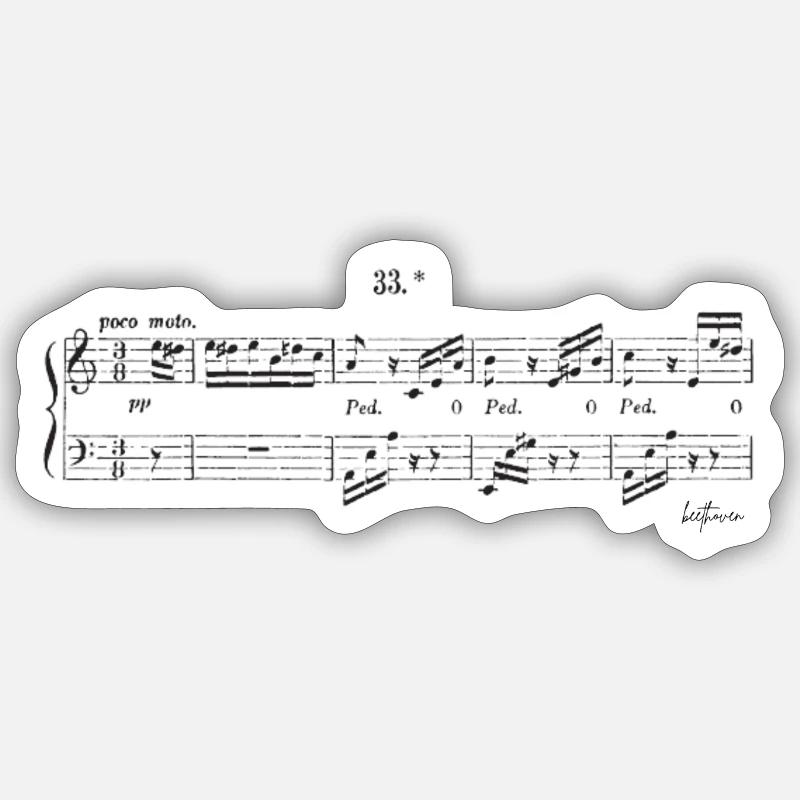 Conception de partitions de Beethoven pour Elise Sticker taille S (10 x 10 cm)