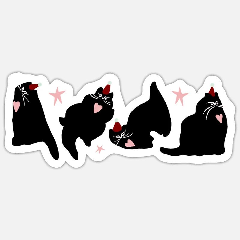 CHATS DE NOËL - Sticker taille S (10 x 10 cm) - blanc mat
