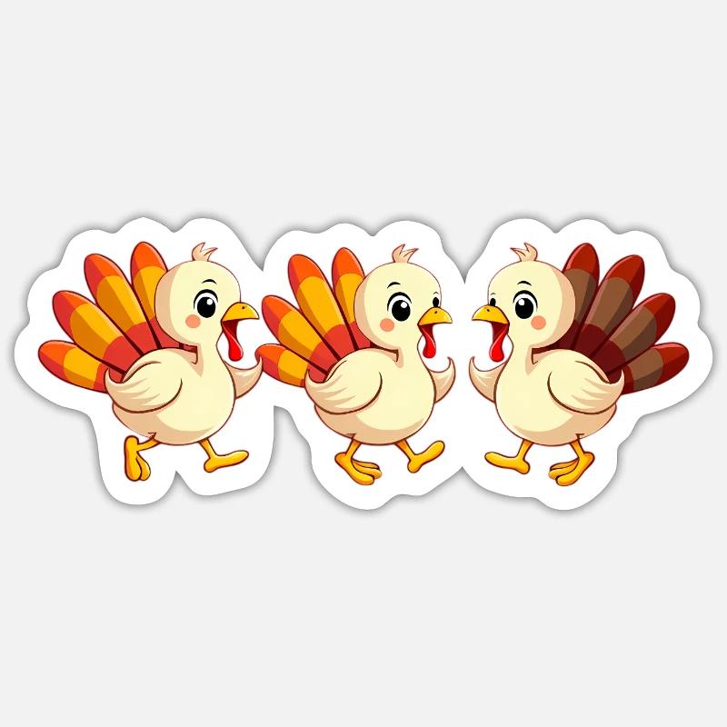 Bébé dinde de Thanksgiving - Sticker taille S (10 x 10 cm) - blanc mat