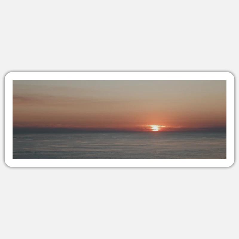 Coucher de soleil sur la mer - Sticker taille S (10 x 10 cm) - blanc mat