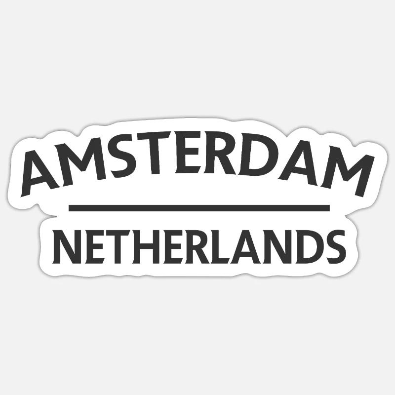 Textdesign Amsterdam – Pays-Bas - Sticker taille S (10 x 10 cm) - blanc mat