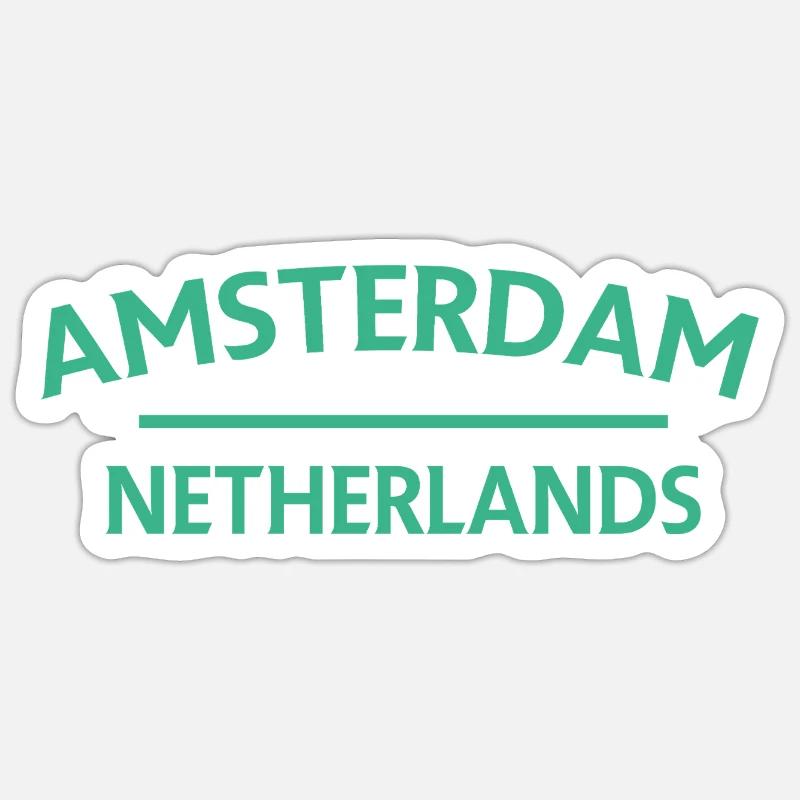 Amsterdam – Netherlands Textdesign - Sticker size S (10 x 10 cm) - white matte