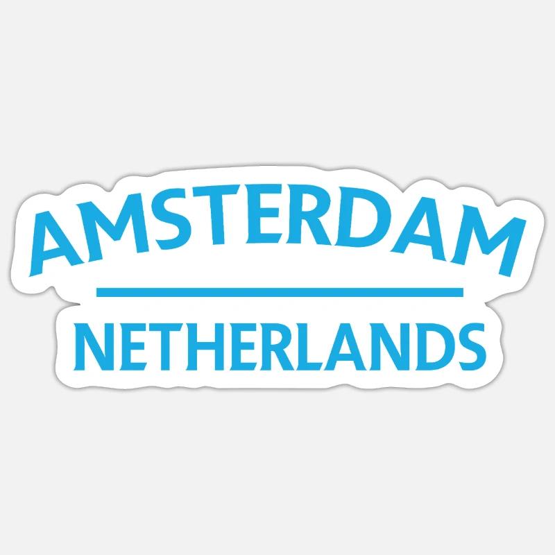 Textdesign Amsterdam – Pays-Bas - Sticker taille S (10 x 10 cm) - blanc mat