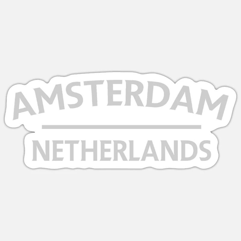 Textdesign Amsterdam – Pays-Bas - Sticker taille S (10 x 10 cm) - blanc mat