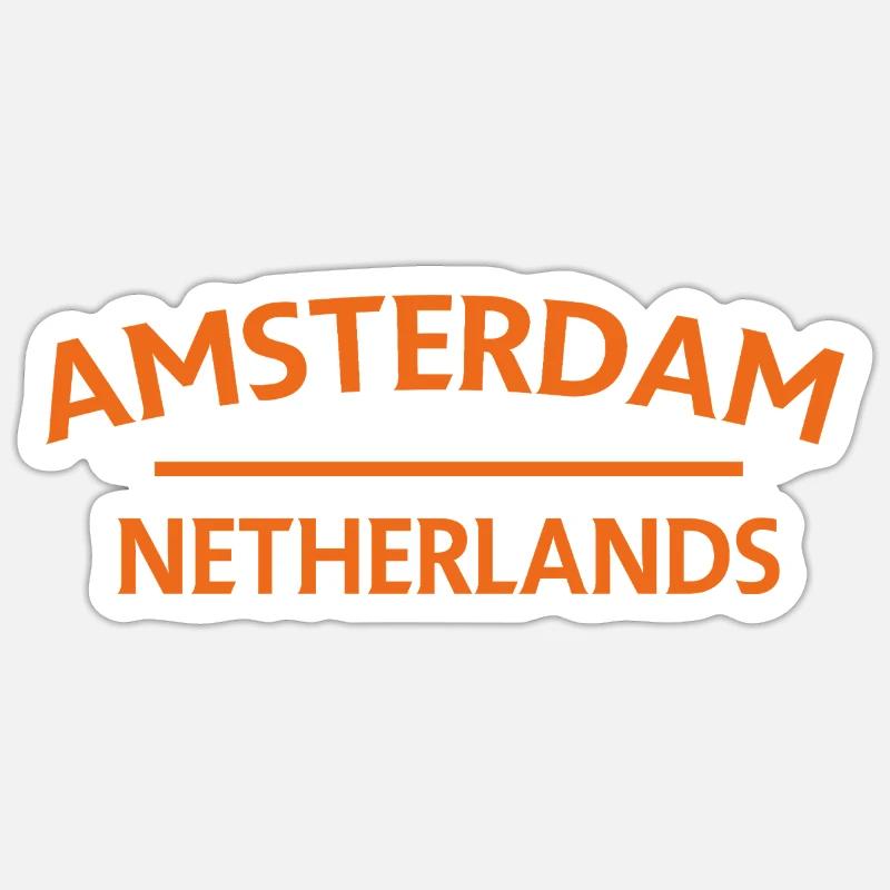 Amsterdam – Netherlands Textdesign - Sticker size S (10 x 10 cm) - white matte