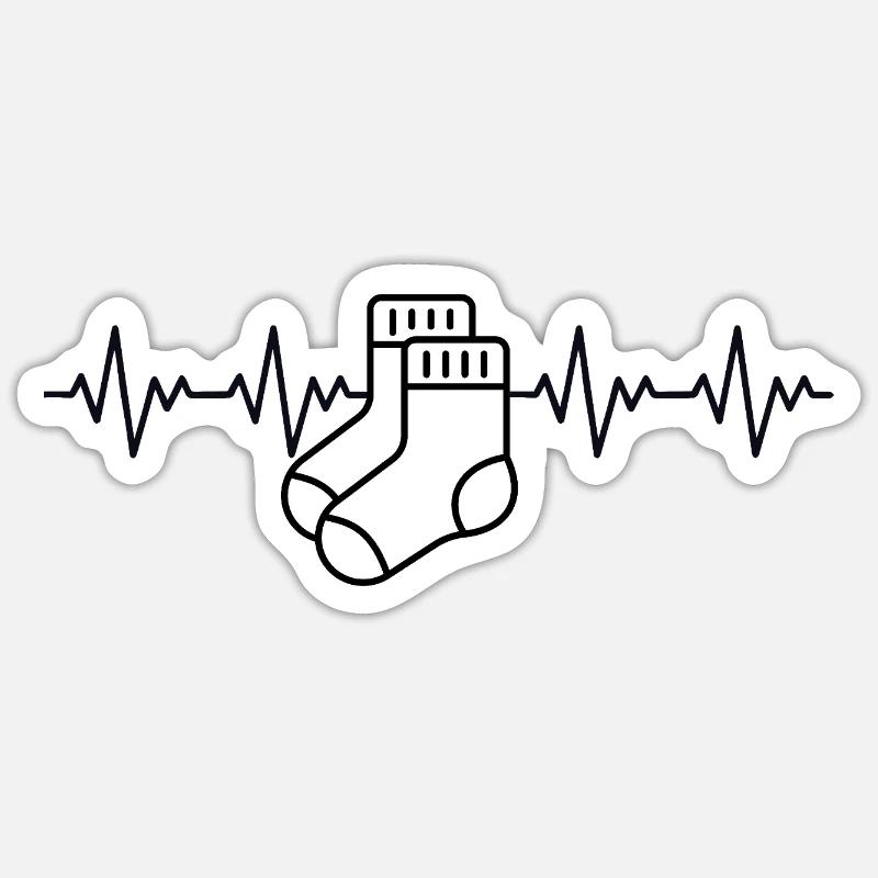 Aargauer White Socks Aargau ECG Heartbeat - Sticker size S (10 x 10 cm) - white matte