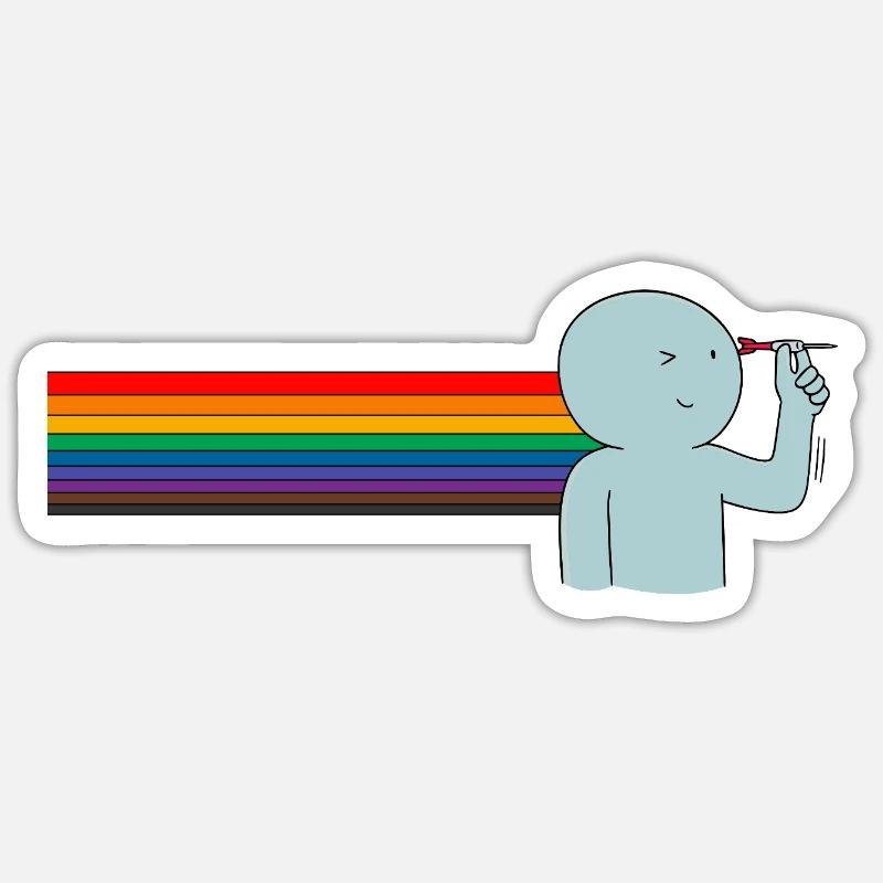Fléchettes et Vibrations arc-en-ciel - Sticker taille S (10 x 10 cm) - blanc mat