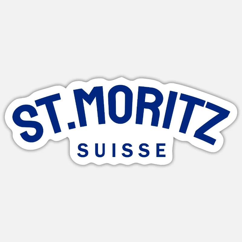 St. Moritz - Suisse - Schweiz - Swiss - Sticker Größe S (10 x 10 cm) - Mattweiß