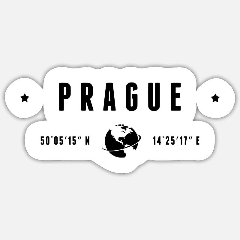Prague Coordonnées GPS République Tchèque - Sticker taille S (10 x 10 cm) - blanc mat