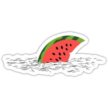 Melon Fin – Un requin mignon en route - Sticker taille S (10 x 10 cm) - blanc mat - Devant