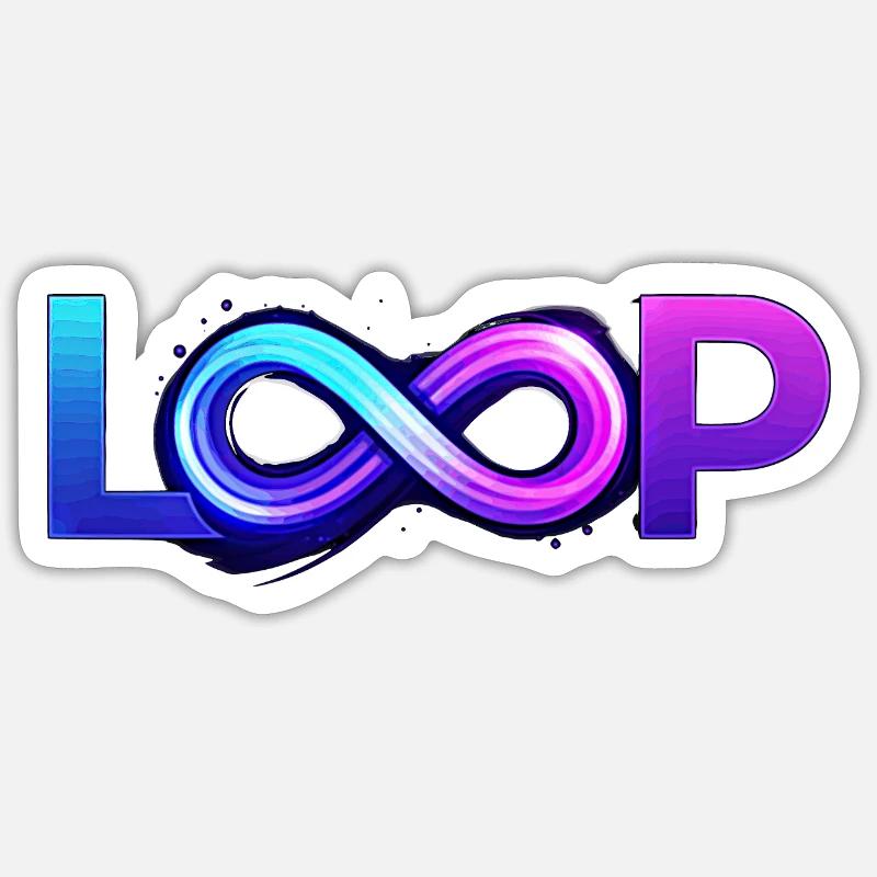 Neon Loop Unendlichkeit - Sticker Größe S (10 x 10 cm) - Mattweiß
