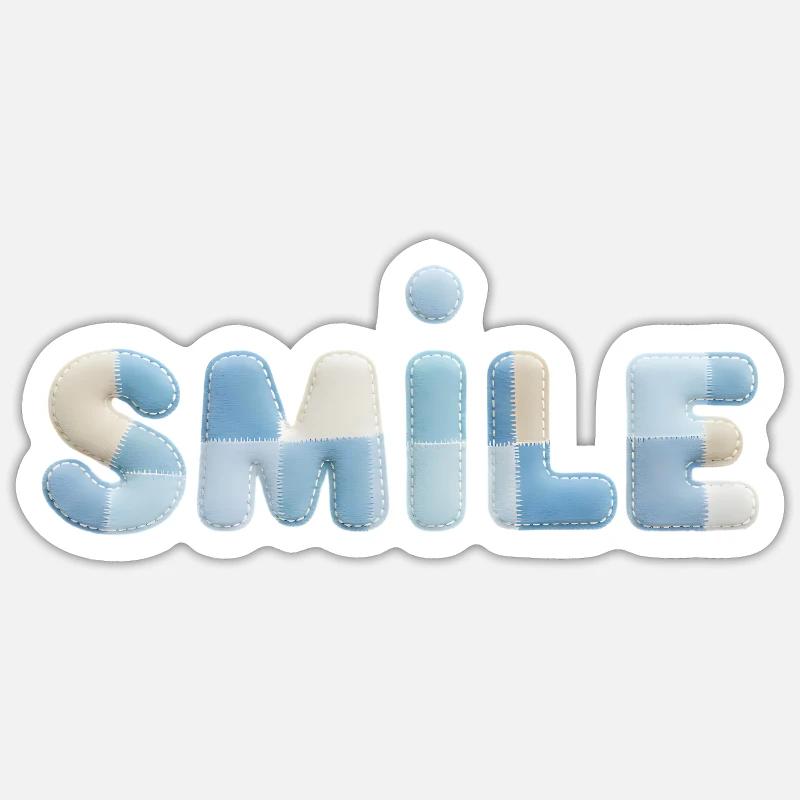 Stitch Patch Smile Lettering Sticker size S (10 x 10 cm)