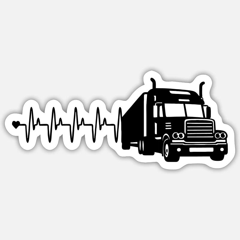 Lkw herzfrequenz - Sticker Größe S (10 x 10 cm) - Mattweiß