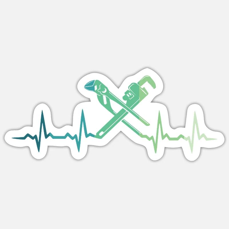 Heating engineer, plumber's heartbeat - Sticker size S (10 x 10 cm) - white matte