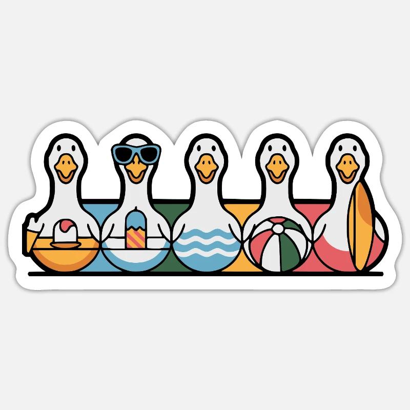 Rangée d’oies d’été Sticker taille S (10 x 10 cm)