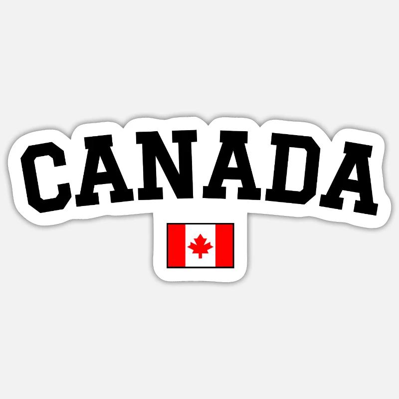 Drapeau du Canada Noir - Sticker taille S (10 x 10 cm) - blanc mat