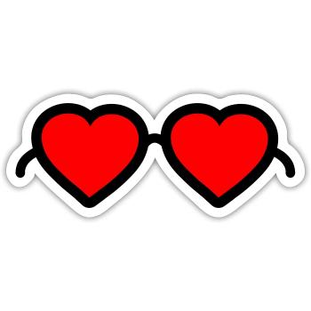 Lunettes pour cœur - Sticker taille S (10 x 10 cm) - blanc mat - Devant
