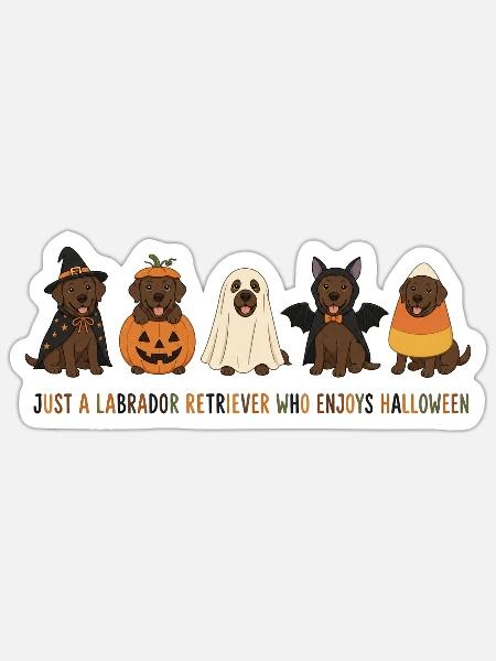 Labrador Halloween-Crew - Sticker Größe S (10 x 10 cm) - Mattweiß