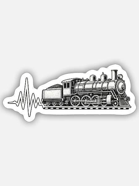 Dampflok Herzschlag Eisenbahn Leidenschaft - Sticker Größe S (10 x 10 cm) - Mattweiß