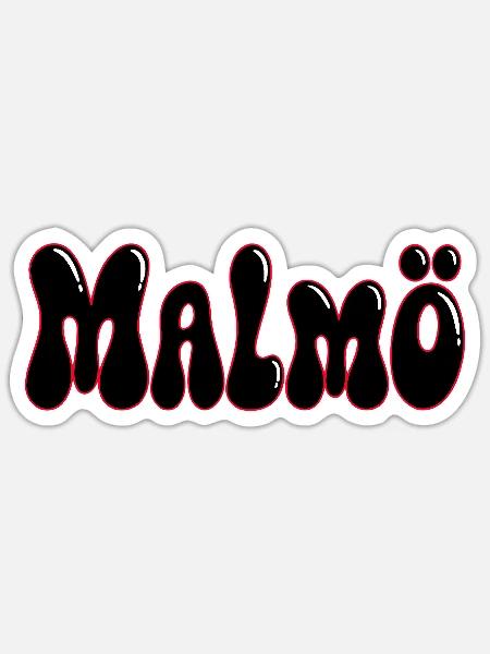 MALMO Glänzendes Schwarzrot - Sticker Größe S (10 x 10 cm) - Mattweiß