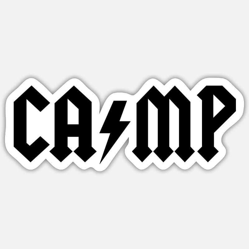 Camping - Sticker taille S (10 x 10 cm) - blanc mat