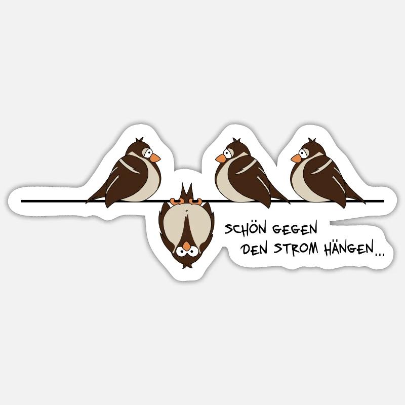 Spatz 'gegen den Strom' - Sticker Größe S (10 x 10 cm) - Mattweiß