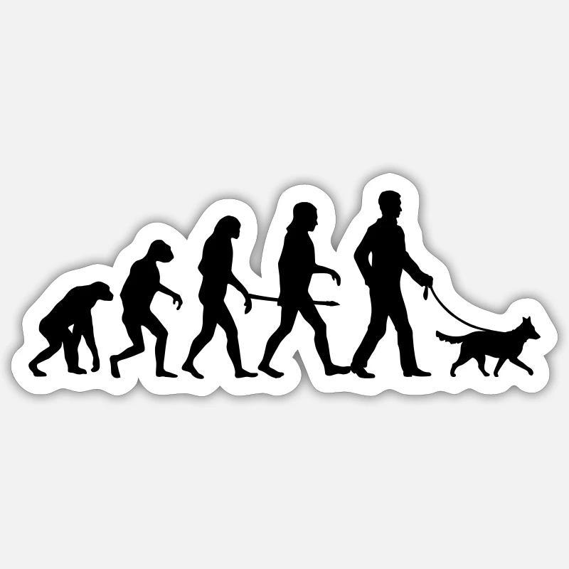 Evolution Medium Dog - Mens Edition - Sticker Größe S (10 x 10 cm) - Mattweiß