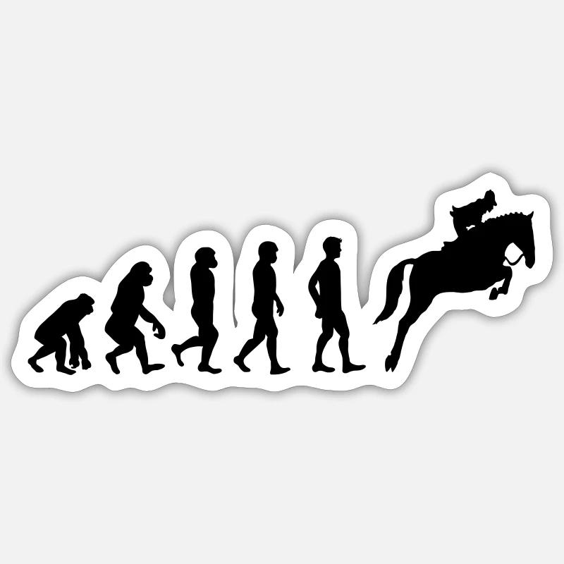 Évolution du cheval - Sticker taille S (10 x 10 cm) - blanc mat