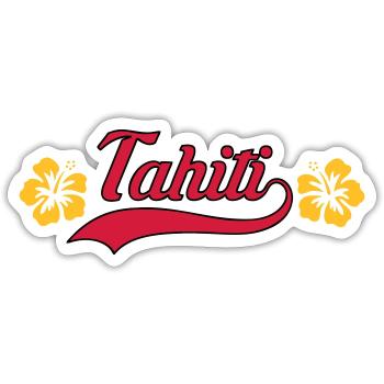 Tahiti hibiscus - Sticker taille S (10 x 10 cm) - blanc mat - Devant