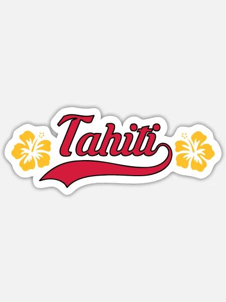 Tahiti hibiscus - Sticker taille S (10 x 10 cm) - blanc mat