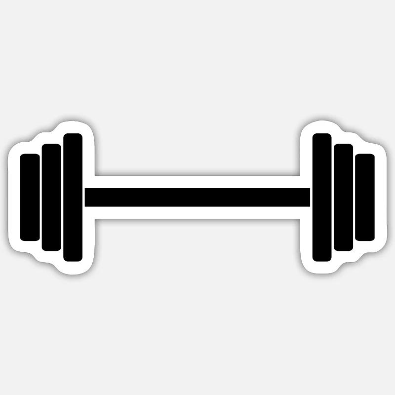 Dumbbell 1c - Sticker size S (10 x 10 cm) - white matte