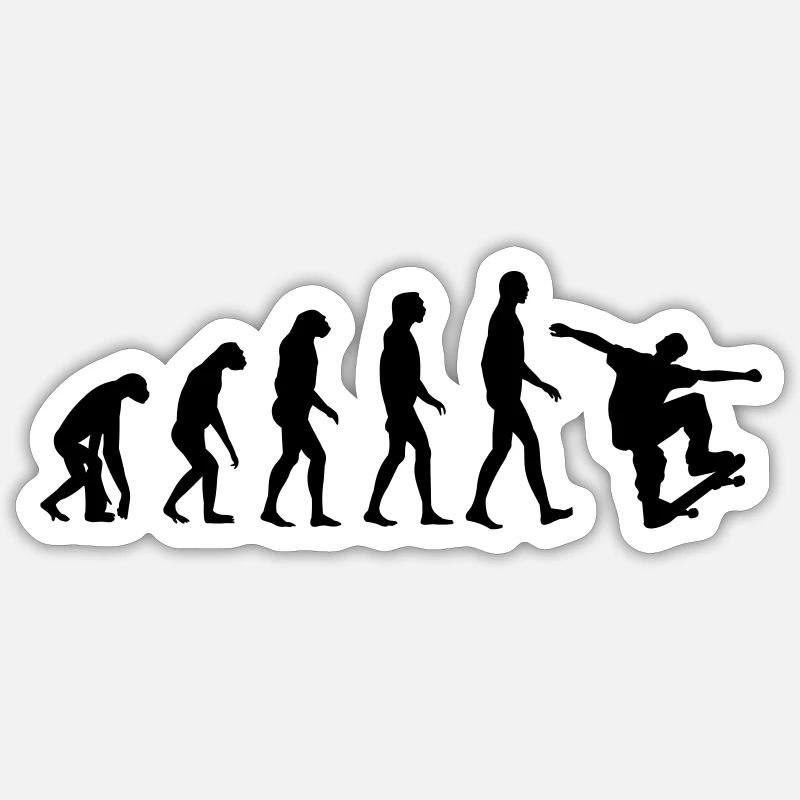 Skater Evolution - Skateboard - Skating - Geschenk - Sticker Größe S (10 x 10 cm) - Mattweiß