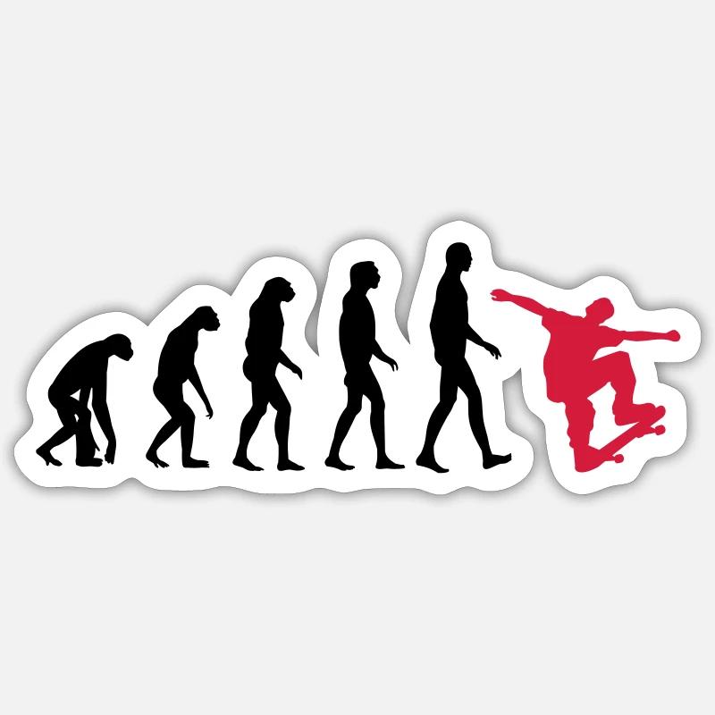 Skater Evolution - Skateboard - Skating - Geschenk Sticker Größe S (10 x 10 cm)